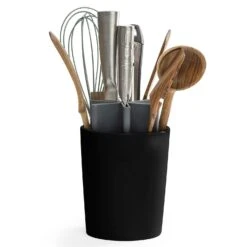 Angle Utensil Holder, Black/Wallnut