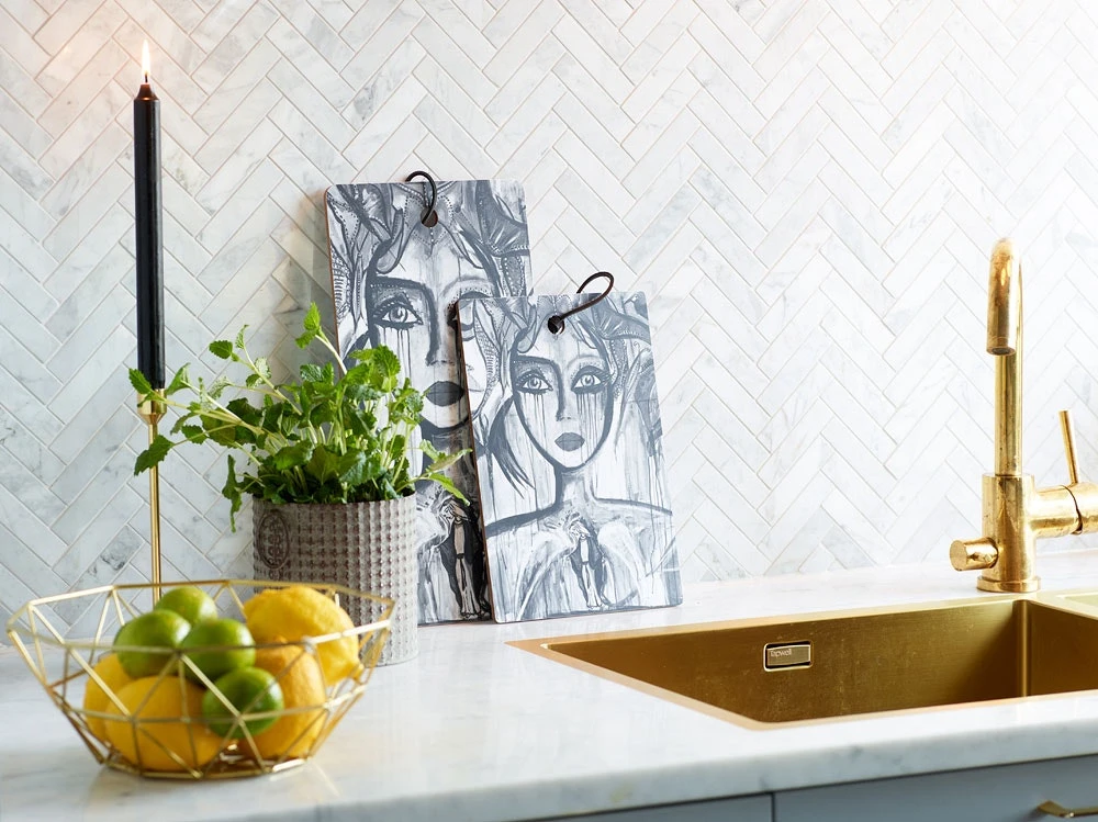 Slice Cutting Board 29,5 X 19,5 Cm, Black/White 2 Slice Cutting Board 29,5 X 19,5 Cm, Black/White - Afbeelding 2